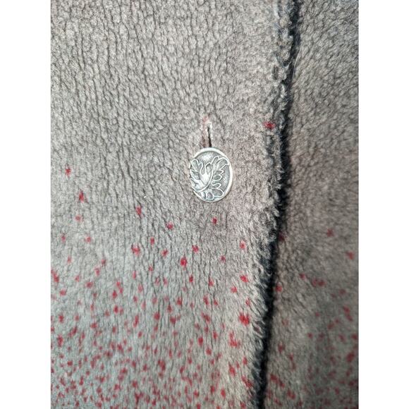 Vintage Denali Reversible Fleece  Coat Leaf Pattern Grey Red Size Small - Picture 11 of 12